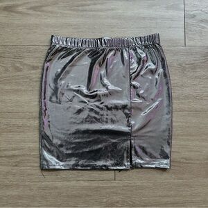 Charlotte Russe Metallic Silver Mini Skirt